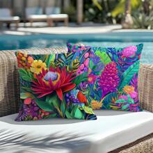 4 capas de almofada com estampa floral abstrata, 45 x 45 cm (17,7 x 17,7 pol.), [impressão unilateral], fronhas decorativas de poliéster macio, estilo rústico de fazenda, para sofá, cama, sala de estar, quarto, carro, escritório, decoração de hotel, presentes perfeitos para todas as estações para família e amigos