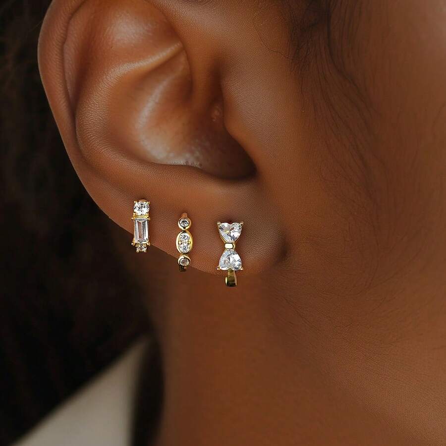 1 件/对 奢华 925 纯银锆石星形泡泡圈耳环 女士精美珠宝派对生日礼物日常佩戴 - 1個 - 查看 1