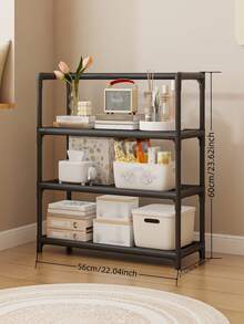 1pc 3-7 Tier Shelf, Home Standing Bookshelf, Multi-Function Iron Rack, Kids Bookcase, Living Room Storage