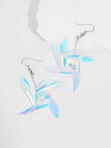 1 对 Y2K 全息彩色风车耳环，独特耳钉，仙女度假吊坠耳环，适合女士，日常珠宝配饰