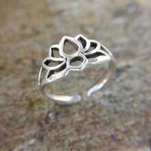 Toe Ring, Adjustable Toe Ring, Foot Jewelry, Beach Jewelry, Summer Jewelry, Body Jewelry, Birthday Gift, Gift For Her Midi Ring Boho Jewelry - Lotus - View 6