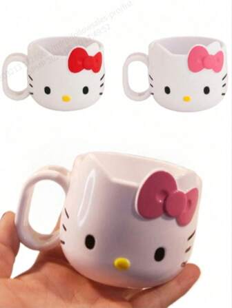 Sanrio 1/2 Stück Hello Kitty Kunststoffbecher, süß, langanhaltend, multifunktional als Zahnputzbecher, Kaffeebecher, Kawaii Design für den Alltag, Outdoor-Abenteuer, Rückkehr zur Schule