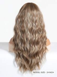 女士长波浪渐变棕色混合金色挑染假发，合成发质，耐热渐变色假发，适合日常派对角色扮演使用 - 24 英寸 - 漸層棕色 - 查看 7