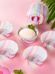 100/200/300pcs Random Color Disposable Dessert Cups, Small Cupcake Cups, Non-Stick Oil-Proof Paper Liners (The Pattern Variety May Not Be Fully Displayed In The Image)