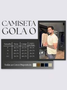 T-shirt Básica Masculina 100% Algodão | Camiseta Casual de Malha Penteada Fio 30.1 | Conforto e Estilo para o Dia a Dia - Off - Visão 5