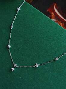 1pc Women's Lucky Four-Leaf Clover Necklace, Fashion Luxury Elegant Romantic Unique Small-Brand Design Delicate Choker Suitable For Daily Wear, Party And Gathering