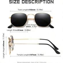Polarized Sunglasses For Womens Men  Square Hexagonal Flat Mirrored Sun Glasses UV Protection
