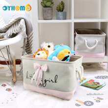 OYHOMO Cute Unicorn & Rabbit Storage Basket Pink Girls Bedroom Organizer Collapsible Thick Fabric Storage Box Laundry Hamper For Toys, Clothes, Books, Bathroom, Living Room