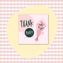 50Pcs 6cm*6cm Thank You Cards Cartoon Flower Greeting Postcards Multicolor Universal Gratitude Labels Event Ornament Home Decor