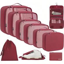 6/8/10 Set Packing Cubes For Travel Luggage Organizer - 10-burgundy - View 1