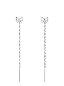 1 par de hilos para los oídos de plata S925 con lazo, elegantes pendientes colgantes para uso diario y fiestas, diseño de cuidado de los oídos hipoalergénico, set de regalo de lujo para mujeres