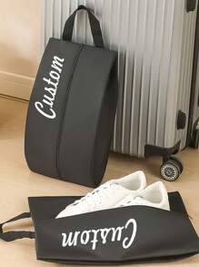 1 pièce/5 pièces Sac de rangement pour chaussures de voyage personnalisable en toile Oxford, pochette de rangement personnalisée avec nom, sac fourre-tout pour chaussures résistant à l'eau et portable, cube de rangement pliable, adapté pour les voyages, la maison, la rentrée des classes