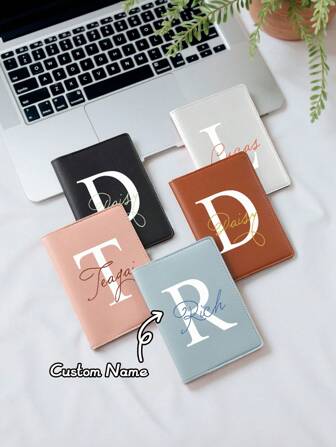 Ayotu Customized Name Passport Holder, Unisex, Letter Customized Passport Holder, Portable Multifunctional ID Card Bank Card, PU Leather Wallet, Air Plan Travel Accessories, PU Leather Passport Holder, Suitable For Youth Travel