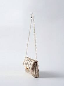 Tropiscape 彩虹编织草编斜挎方包，度假休闲海滩秋季圣诞节冬季圣诞礼物 - 彩色 - 查看 10