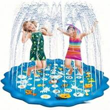 Alfombra de rociado de agua de 100 cm, adecuada para que los niños jueguen con la alfombra con letras, juguete de agua de verano para exteriores, piscina inflable para niños, juguete de piscina para exteriores para niños y niñas, con pelota de playa, adecuado para niños de 3 a 12 años, juguete de agua para mascotas en exteriores. Graduación. Regalo de graduación. Regalos de Pascua. Regalos de Halloween.