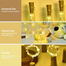 20 piezas, 2 metros, 20 luces LED de hadas con corcho suave, luces de cadena impermeables para frascos de albañil, manualidades, decoración de bodas, fiestas, regalos de cumpleaños, playa, regreso a la escuela, útiles escolares, decoración de habitaciones
