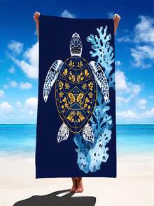 1 件波西米亚风沙滩巾（大号），海龟海豚海鸥图案设计，超细纤维毛巾，防沙速干耐用野餐毯，夏季、露营、节日必备品、节日配饰、旅行必备品、太阳椅毛巾、旅行配饰、太阳椅。海滩必备品