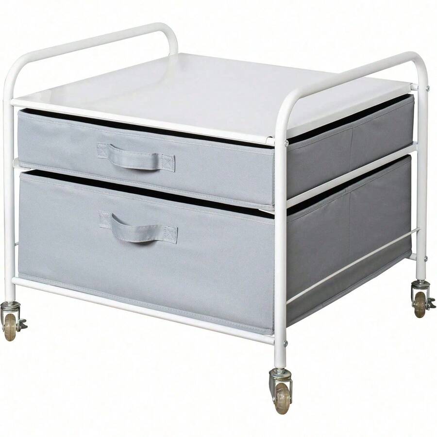 The Fridge Stand - Drawer Organization - White Frame With Light Gray Drawers Back To School Dormitory Storage - 1 - View 1