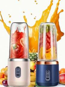 1 pieza Licuadora/Exprimidor portátil 2 en 1 con diseño de doble vaso, cuchillas de acero inoxidable, recargable por USB, fácil de limpiar para hacer smoothies, cubitos de hielo, uso en cocina y exterior, regalo perfecto para el Día de San Valentín y Día de la Madre | Diseño moderno y elegante | Plástico ABS grado alimentario