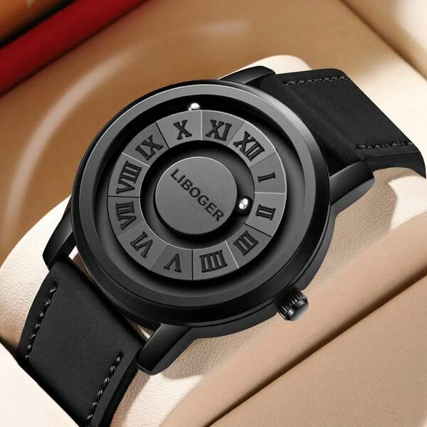 Men's Watch Roman Dial Business Date Quartz Watch Round Ball Hands Men's Watch Party Wedding Gift Beach Vacation Valentine Gift