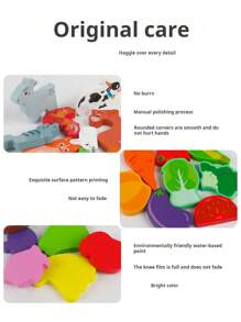1 Set hölzerne kreative 3D Cartoon Panel Puzzle Geburtstagsgeschenk gestapelter hoher Bauklötze Frühkindliche Bildung Sechseckpuzzle Spielzeug Tier Transport Obst Muster Eltern-Kind interaktives Denkspiel, fördert Farberkennungsfähigkeit und Hand-Augen-Koordination