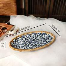 1 件 7.8 英寸陶瓷编织拼布桌面储物托盘，家用瓷器茶、小吃和装饰拼盘，适合酒店和家庭使用 - 白色 - 查看 17