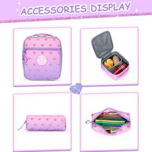 Set de 3 mochilas con ruedas para niñas - Mochila con ruedas para estudiantes de primaria - Equipaje de mano tipo mochila - El mejor regalo para niñas - Bolso con ruedas Love con estampado dorado multicolor - Ver 3