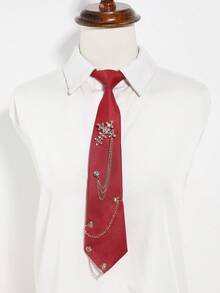 1件女士纯色黑色/粉色/灰色/绿色时尚水钻十字架、心形、皇冠装饰颈链，适合约会、日常、购物、节日、衬衫、圣诞节装饰等场合。