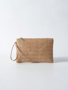 Tropiscape 1 件装女士草编手拿包，波西米亚风夏季沙滩草编钱包，拉链腕包，适合各种场合，例如工作、商务、约会、日常和旅行，都是不错的选择。无论是在旅行途中、日常生活中还是其他场合，它都是送给伴侣、家人和朋友的绝佳礼物。沙滩包，非常适合夏季、度假和日常使用，旅行必备，适合海滩、秋季、圣诞节、冬季等各种场合，也是圣诞礼物的理想之选。