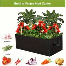 1 pieza Maceta elevada de tela para el jardín, bolsa de plantación rectangular transpirable de tela no tejida para verduras, con asas, para jardinería al aire libre (negro) - Negro - Ver 2