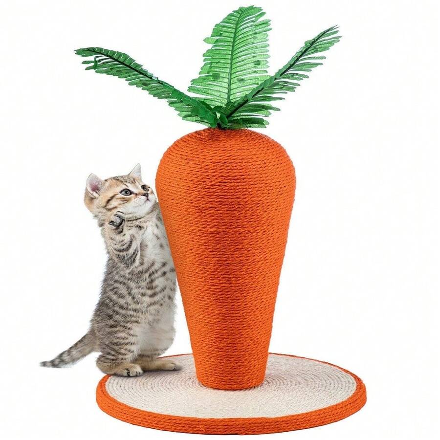 Cat Scratching Post, Cute Carrot Scratching Post, Nature Sisal Cat Scratcher For Indoor Cats And Kittens - Orange - View 1