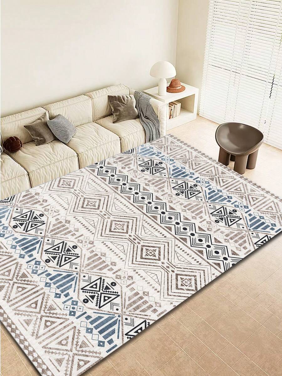1 pieza Alfombra grande de estilo bohemio con patrón geométrico marroquí, alfombra de estilo Ins para decoración del hogar, para sala de estar/dormitorio/entrada/cocina/baño