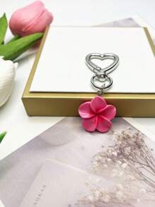1 pieza Llavero con flor de Plumeria rosa/blanca/amarilla/morada/roja, accesorio de mujer, decoración para teléfono, cartera, bolso, mochila, graduación, boda, dama de honor, fiesta