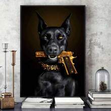 1pc/Set Black Dog Canvas Painting, Living Room Bedroom Canvas Decorative Painting, Light Luxury Living Room Background Wall Painting Studio Hallway Art Canvas Painting And Prints Wall Art Picture For Bedroom Home Decor Room Decor Wall Decor Wall Sticker Sticker Stickers