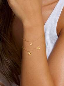 Bracelets en argent sterling S925 avec pendentif cœur plaqué or 14 carats. Chaîne de bracelet bangle fine bijoux cadeau pour femmes et adolescentes. Disponible en 5 mm, 6 mm, 8 mm, 10 mm, 11,2 mm