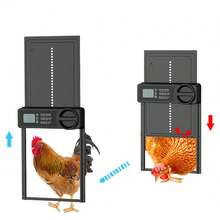 1pc Automatic Coop Door, Waterproof Coop Door, Battery Operated, Automatic Light Sensitive Coop Door Opener With Sensor, Electric Coop Door With Anti-Trap Design, Automatic Opening And Closing Coop Accessories For Safe Chicken Farms