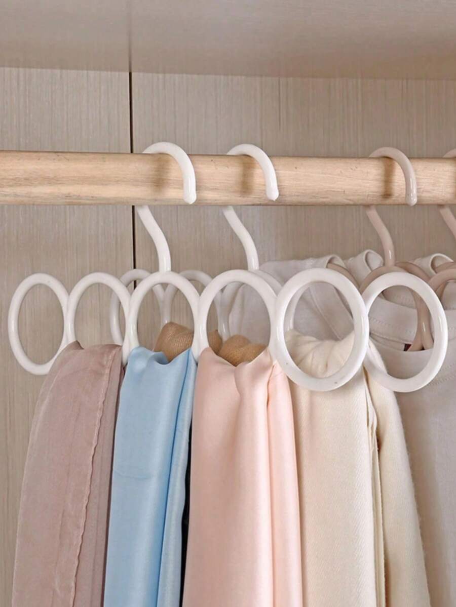2pcs/1 pieza Gancho circular blanco a medias para bufandas, estante de almacenamiento múltiple para bufandas, adecuado para armarios, estante de almacenamiento de accesorios duradero, se puede usar para colgar cinturones y corbatas, ideal para armarios y accesorios, también adecuado para tendederos y cuerdas para ropa.