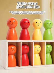 Early Education Color Matching Dolls, Educational Montessori Matching Wooden Villain Color Classification Cup Logical Thinking Training Multiplayer Game Puzzle Early Education Interactive Toys - 彩色 - 查看 10
