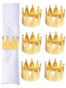 4-8 Pcs/Set Dotty Crown Design Napkin Rings, Suitable For Wedding Reception, Christmas, Restaurant, Family Gathering, Daily Use