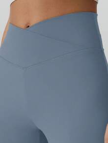 RUNONWHEELS 5 High Waist Flared Pants Daily Fitness Sports Leggings, Women Butt Lifting Yoga Leggings,Women's High-Waisted Cross Design Flared Leggings Suitable - 淺藍色 - 查看 3