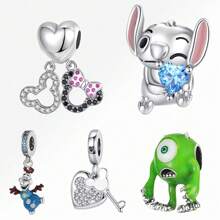 Disney 1 pieza Dije colgante de costura con acabado plateado apto para pulsera, collar, regalo para ocasiones festivas