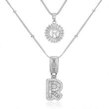 2 Dây chuyền chữ cái mạ vàng 18k lấp lánh, dây chuyền mảnh mai, dây chuyền tên cá nhân hóa, mặt dây chuyền tròn đính đá Zirconia, trang sức pha lê, quà tặng cho phụ nữ - 26 chữ cái - Xem 61