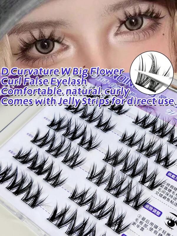 36PCS「1 Boxes/5 Boxes」,Ndividual Lash Clusters,D Warps,Thickness: 0.05mm,Length:12-14mm,W-Shaped Large Dense Volume False Eyelashes Female Self-Adhesive Glue-Free Devil Swollen Eyes D Curved Natural Simulation Eyelashes,DIY Lash Clusters Natural Look&Extra Thick Reusable Individual Eyelash Extension Kit