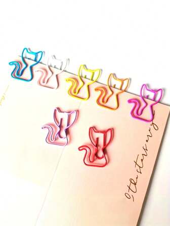 50 pièces Trombones en forme de chat 7 couleurs, trombones de papier colorés en forme d'animal chat, trombones de dossier - fournitures de bureau amusantes en métal pour utilisation à la maison, pince personnalisée de 1,26 * 0,98 pouce, parfait pour les dossiers et le marquage de bureau à domicile