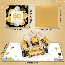 60th Pop-Up Birthday Card, Happy 60th Birthday Card, Large 3D Sixty Bday Card For Women Men, Happy 60 Birthday Greeting Card With Envelopes For Him Her - 彩色 - 查看 2