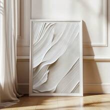 1/3 件墙壁艺术海报/现代风格，米色墙壁艺术套装中性墙壁艺术抽象白色波浪极简主义奶油色墙壁艺术适用于客厅卧室装饰可打印艺术无框/带框 - 彩色 - 查看 16