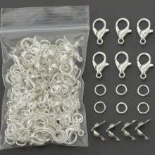 250 piezas Combinación de broches de langosta de aleación, anillos de salto y bucles cerrados - Incluye 50 piezas de broches de langosta, 100 piezas de anillos de salto, 100 piezas de bucles cerrados, adecuado para joyería DIY, elaboración de manualidades, collares, llaveros, pulseras, tobillos
