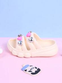 1 paio di sandali per bambine con decorazione a cuore, antiscivolo, scarpe estive con fori da indossare all'aperto, ciabatte da spiaggia