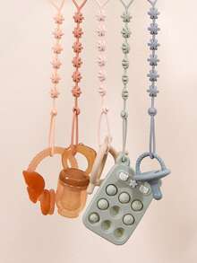 4pcs Baby Daisy Anti-Lost Hanging Strap, Suitable For Baby Bottles, Pacifiers, Teethers, Toys Silicone Anti-Drop Chain With Clips, Floral Anti-Drop Chain