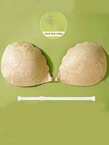 1 件可重复使用的蕾丝前扣乳头贴 - 隐形防滑乳贴，配有可调节肩带，舒适贴合 - 无线、不透明、针织面料女士内衣和内衣配件 - 彩色 - 查看 3